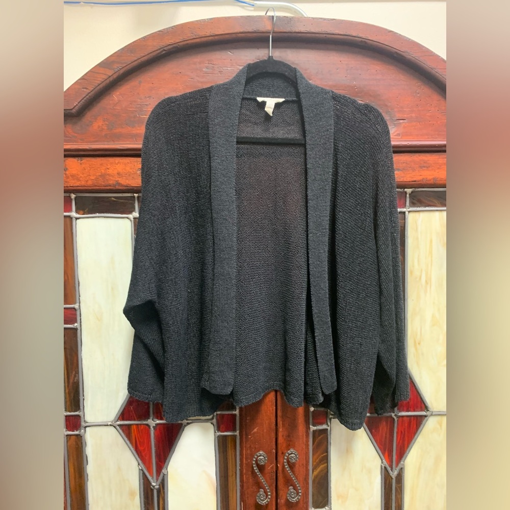 Eileen Fisher Black Open-Front Cardigan